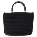 GUCCI Bamboo Hand Bag Canvas Black Silver 000 1998 0588 Auth BA5289-13