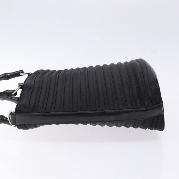 GUCCI Bamboo Hand Bag Canvas Black Silver 000 1998 0588 Auth BA5289