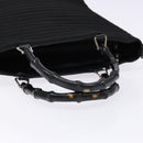 GUCCI Bamboo Hand Bag Canvas Black Silver 000 1998 0588 Auth BA5289-7