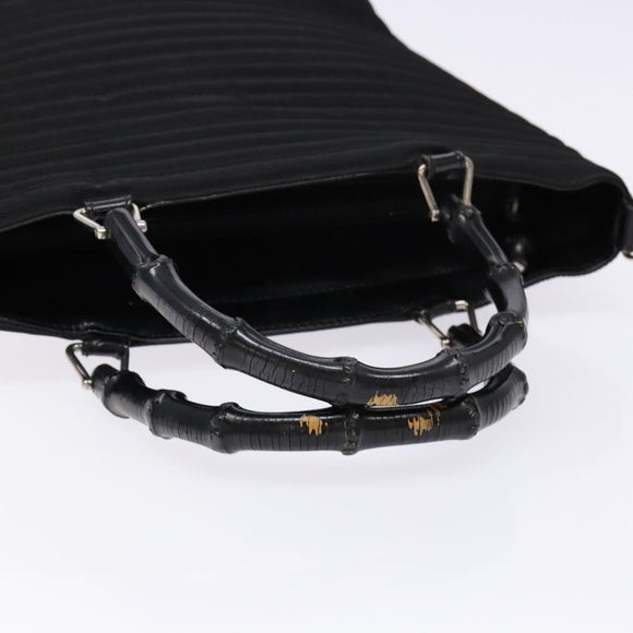 GUCCI Bamboo Hand Bag Canvas Black Silver 000 1998 0588 Auth BA5289
