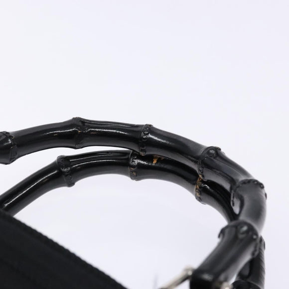 GUCCI Bamboo Hand Bag Canvas Black Silver 000 1998 0588 Auth BA5289