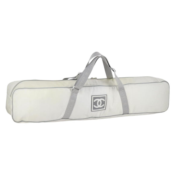 CHANEL Ski Case Sports Line Bag Nylon White Silver CC Auth BA5290V
