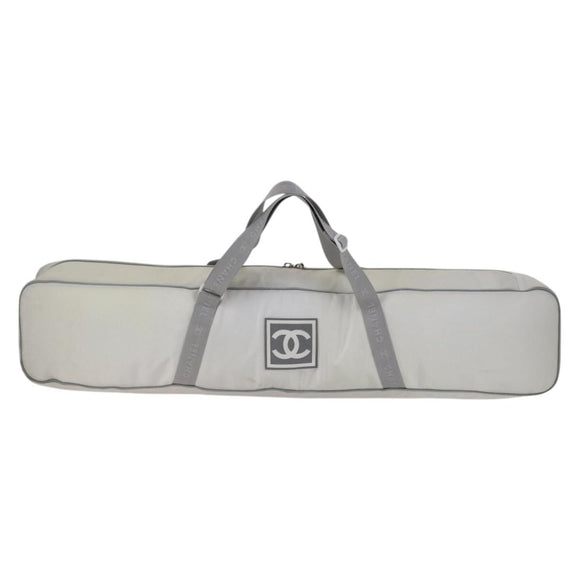 CHANEL Ski Case Sports Line Bag Nylon White Silver CC Auth BA5290V