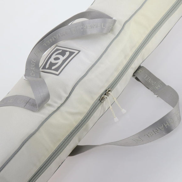 CHANEL Ski Case Sports Line Bag Nylon White Silver CC Auth BA5290V