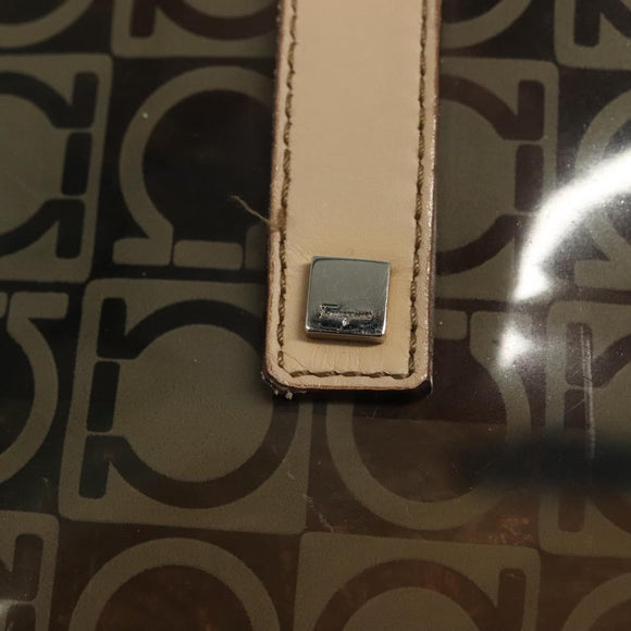 Salvatore Ferragamo Gancini Tote Bag Vinyl Brown Auth BA5292