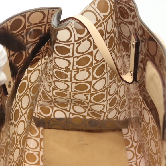 Salvatore Ferragamo Gancini Tote Bag Vinyl Brown Auth BA5292