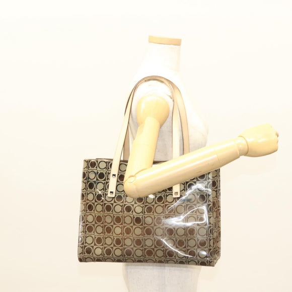 Salvatore Ferragamo Gancini Tote Bag Vinyl Brown Auth BA5292