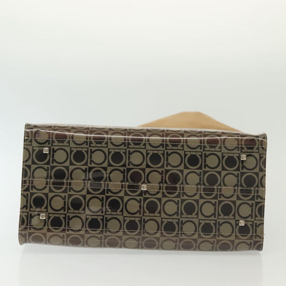 Salvatore Ferragamo Gancini Tote Bag Vinyl Brown Auth BA5292