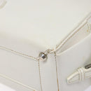 LOEWE Hand Bag Leather White Silver Auth BA5296-17