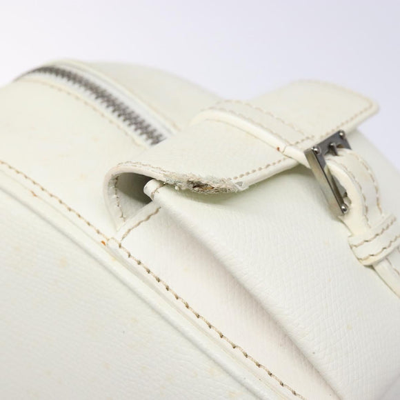 LOEWE Hand Bag Leather White Silver Auth BA5296