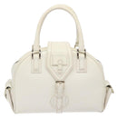 LOEWE Hand Bag Leather White Silver Auth BA5296-13