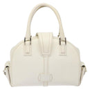 LOEWE Hand Bag Leather White Silver Auth BA5296-2