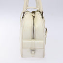 LOEWE Hand Bag Leather White Silver Auth BA5296-4
