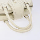 LOEWE Hand Bag Leather White Silver Auth BA5296-7