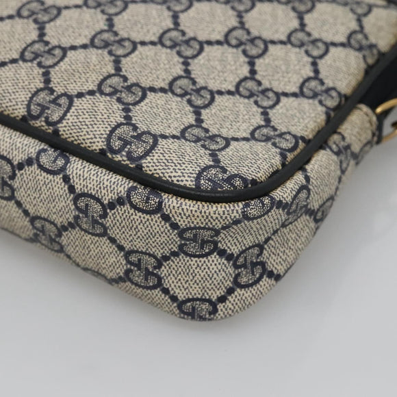 GUCCI GG Supreme Shoulder Bag PVC Navy Gold 97 02 068 Auth BA5298