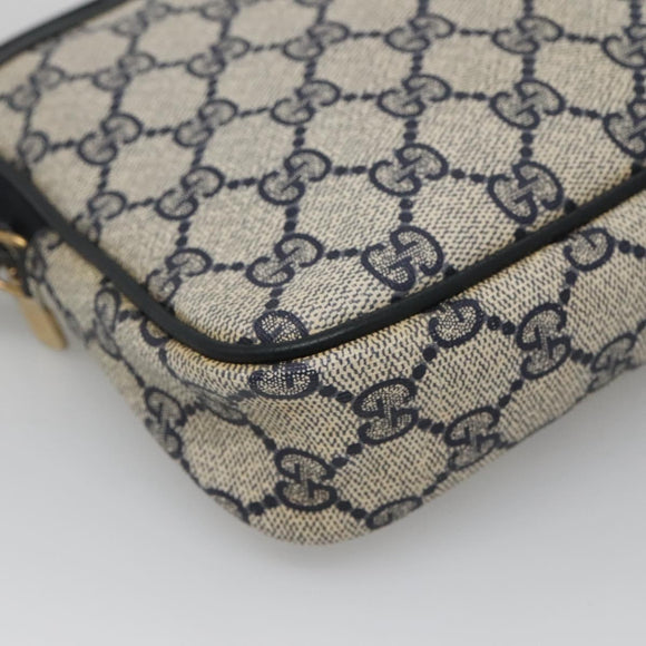 GUCCI GG Supreme Shoulder Bag PVC Navy Gold 97 02 068 Auth BA5298