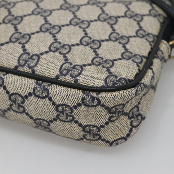 GUCCI GG Supreme Shoulder Bag PVC Navy Gold 97 02 068 Auth BA5298