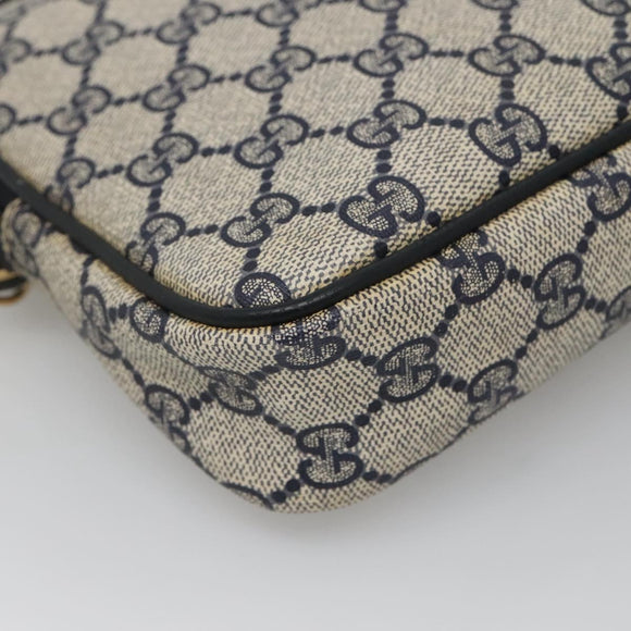 GUCCI GG Supreme Shoulder Bag PVC Navy Gold 97 02 068 Auth BA5298