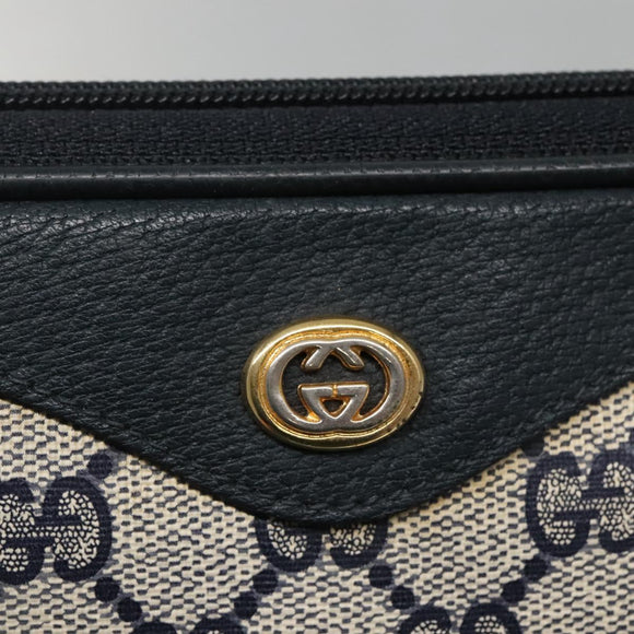 GUCCI GG Supreme Shoulder Bag PVC Navy Gold 97 02 068 Auth BA5298
