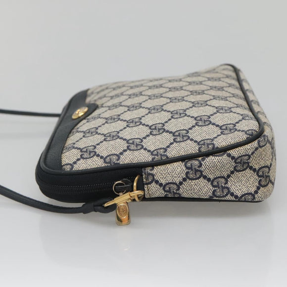 GUCCI GG Supreme Shoulder Bag PVC Navy Gold 97 02 068 Auth BA5298
