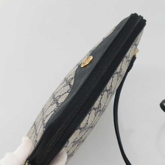 GUCCI GG Supreme Shoulder Bag PVC Navy Gold 97 02 068 Auth BA5298