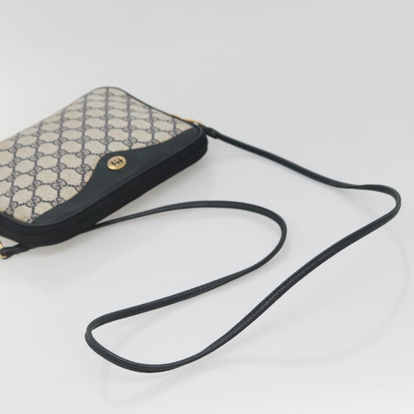 GUCCI GG Supreme Shoulder Bag PVC Navy Gold 97 02 068 Auth BA5298