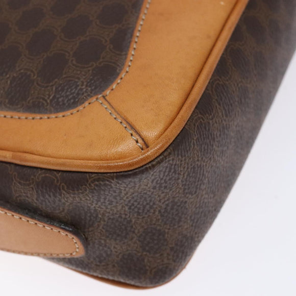 CELINE Macadam Canvas Shoulder Bag PVC Leather Brown Gold Auth BA5299