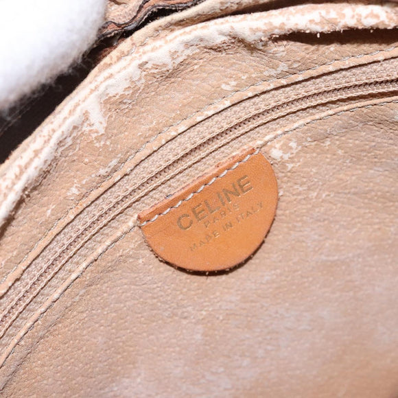 CELINE Macadam Canvas Shoulder Bag PVC Leather Brown Gold Auth BA5299