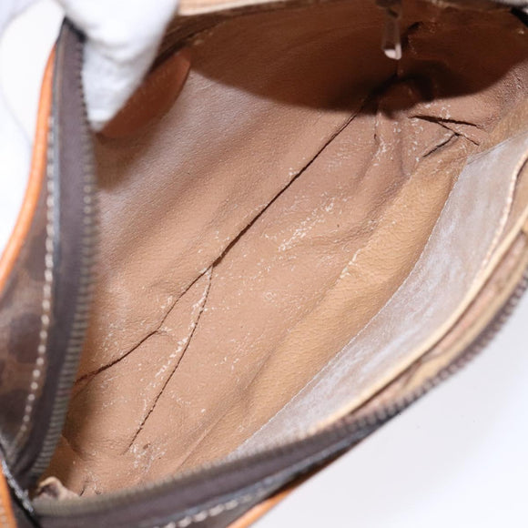 CELINE Macadam Canvas Shoulder Bag PVC Leather Brown Gold Auth BA5299