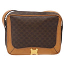 CELINE Macadam Canvas Shoulder Bag PVC Leather Brown Gold Auth BA5299-13