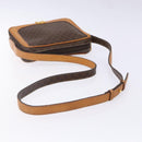 CELINE Macadam Canvas Shoulder Bag PVC Leather Brown Gold Auth BA5299-7