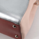 FENDI PETITE 2JOURS Hand Bag Leather 2way Beige Silver Auth BA5301-20