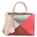 FENDI PETITE 2JOURS Hand Bag Leather 2way Beige Silver Auth BA5301-13