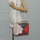 FENDI PETITE 2JOURS Hand Bag Leather 2way Beige Silver Auth BA5301-27