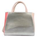 FENDI PETITE 2JOURS Hand Bag Leather 2way Beige Silver Auth BA5301-2