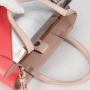 FENDI PETITE 2JOURS Hand Bag Leather 2way Beige Silver Auth BA5301-7