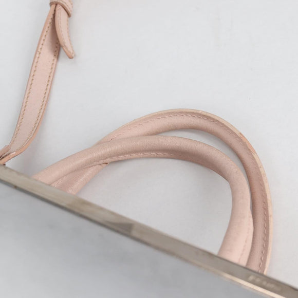 FENDI PETITE 2JOURS Hand Bag Leather 2way Beige Silver Auth BA5301