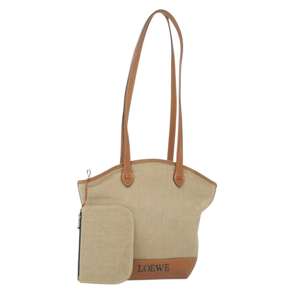 LOEWE Shoulder Bag Canvas Beige Auth BA5302