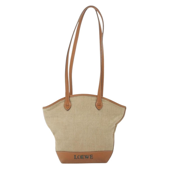 LOEWE Shoulder Bag Canvas Beige Auth BA5302