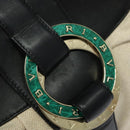 BVLGARI Chandra Shoulder Bag Leather Beige Gold Auth BA5303-10