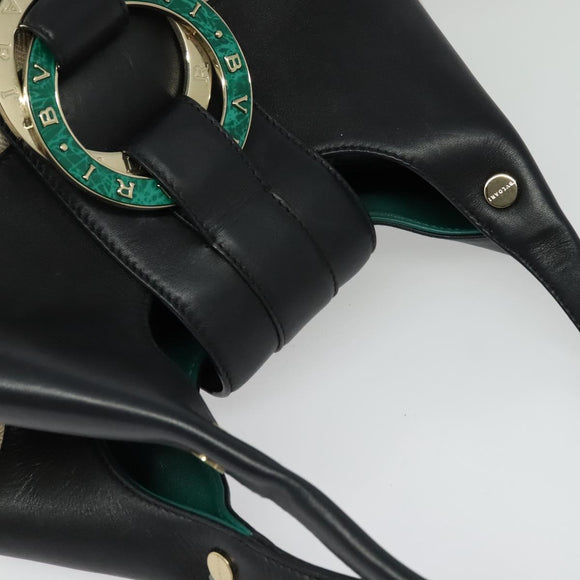 BVLGARI Chandra Shoulder Bag Leather Beige Gold Auth BA5303