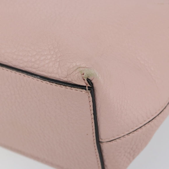 VALENTINO Studs Tote Bag Leather Pink Gold Auth BA5305