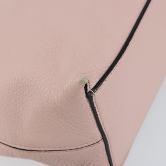 VALENTINO Studs Tote Bag Leather Pink Gold Auth BA5305