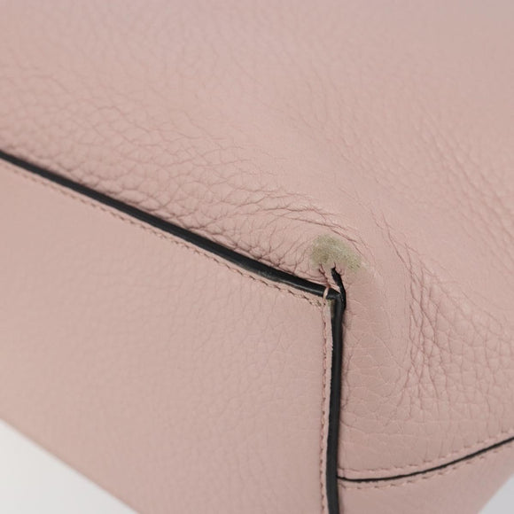 VALENTINO Studs Tote Bag Leather Pink Gold Auth BA5305