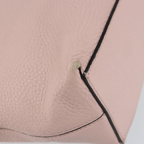 VALENTINO Studs Tote Bag Leather Pink Gold Auth BA5305