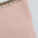 VALENTINO Studs Tote Bag Leather Pink Gold Auth BA5305-10