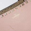 VALENTINO Studs Tote Bag Leather Pink Gold Auth BA5305-11