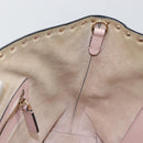 VALENTINO Studs Tote Bag Leather Pink Gold Auth BA5305-19