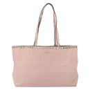 VALENTINO Studs Tote Bag Leather Pink Gold Auth BA5305-13