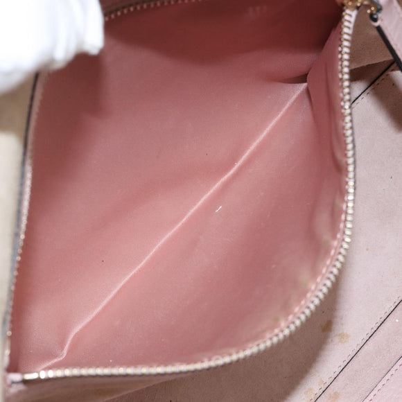 VALENTINO Studs Tote Bag Leather Pink Gold Auth BA5305